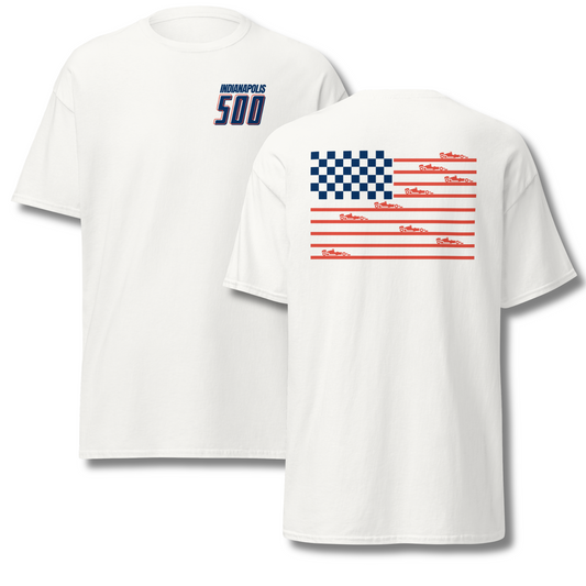 Indy Car Flag Classic T-Shirt (White)