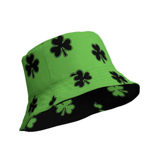 St. Patrick's Day Reversible Bucket Hat (Black & Bright Green)